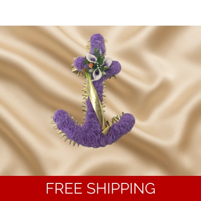 Purple and gold Anchor Funeral Tribute